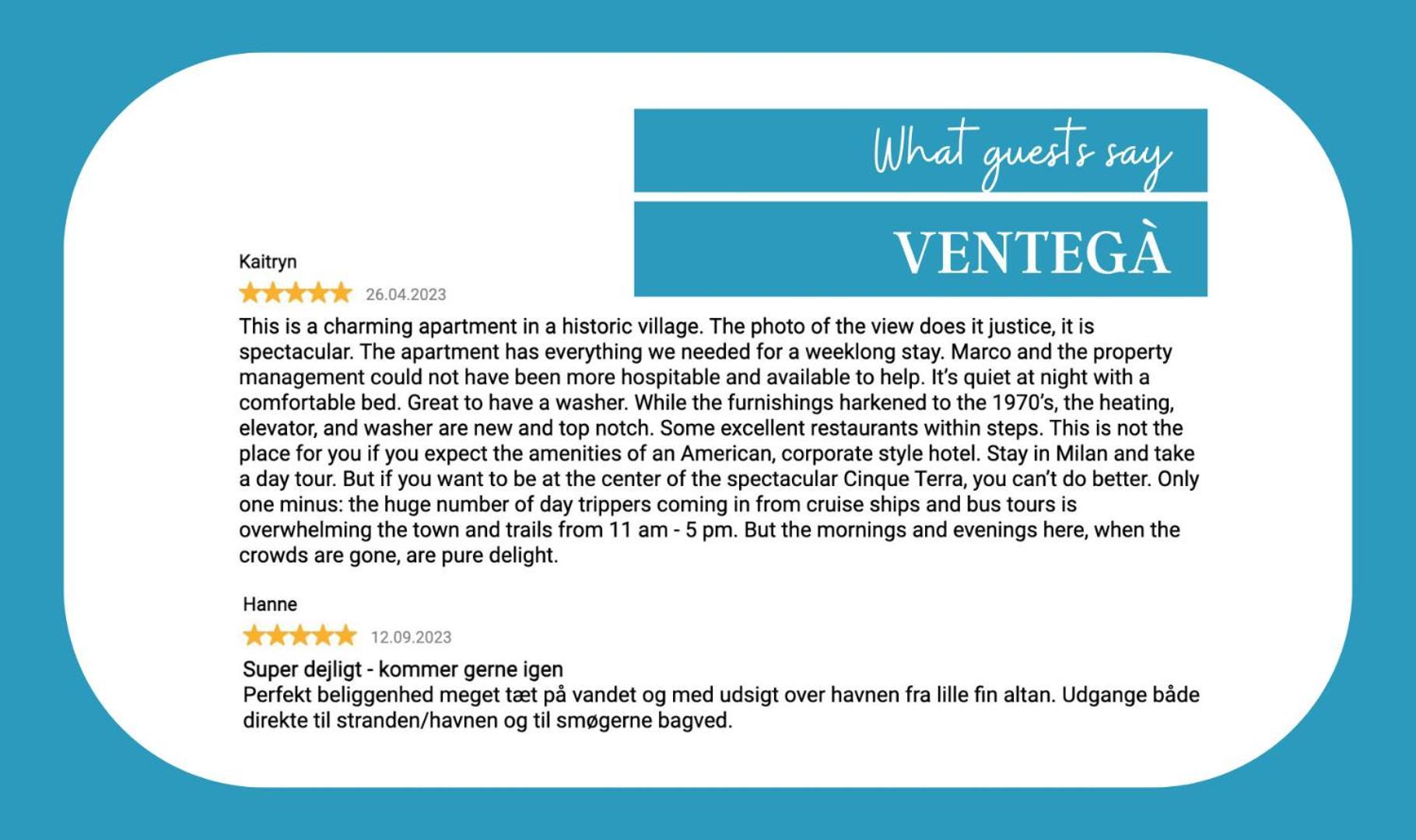 Ventega Sea View Apartment Vernazza Eksteriør billede